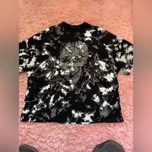 Jaded London Skull Graphic Oversized Boxy Tee Black White Punk Goth T-Shirt S
